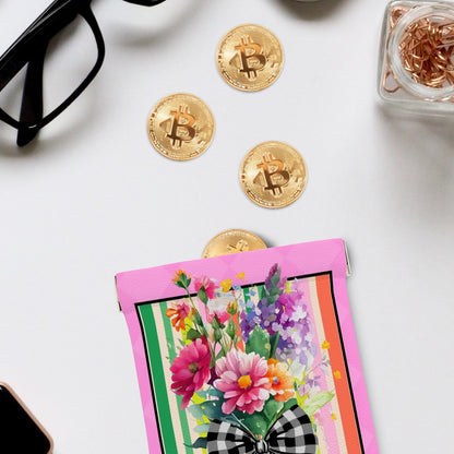 Flowers & Gingham Bow Dice/Coin Bag