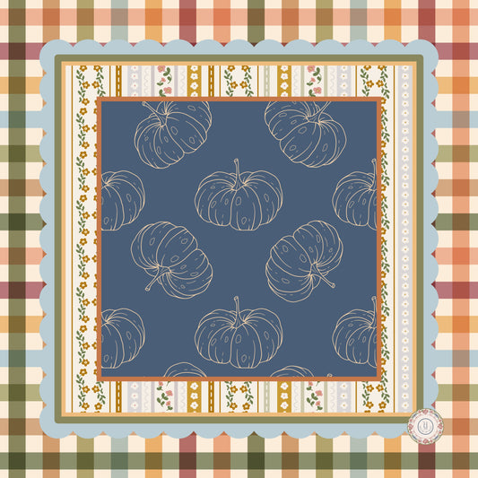 Gingham Pumpkins 33" x 33" Mahjong Mat (ships rolled)