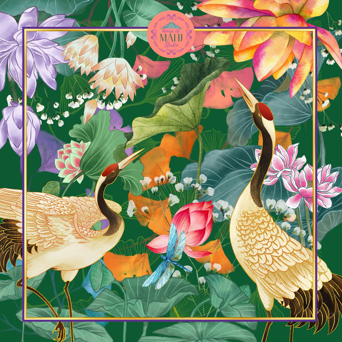 Tropical Paradise Mahjong Mat 33" x 33" (Ship Rolled up)
