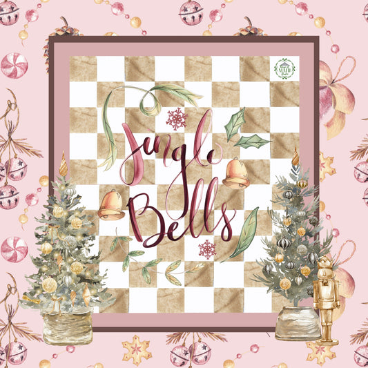 Jingle Bells CHECK Mahjong Mat 33" x 33" (ships rolled)