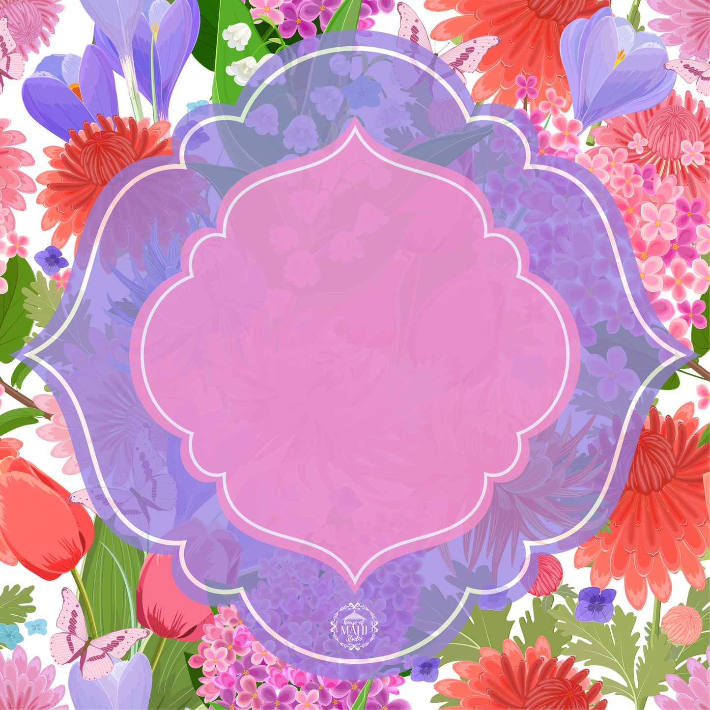 Mahj in Bloom 33" x 33" (Ship Rolled Up)