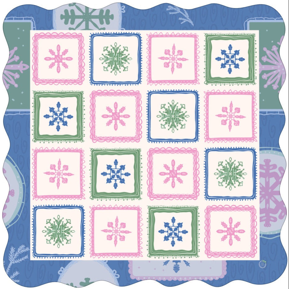 Winter Whimsy SCALLOPED Mahjong Mat  (Ship Rolled Up)