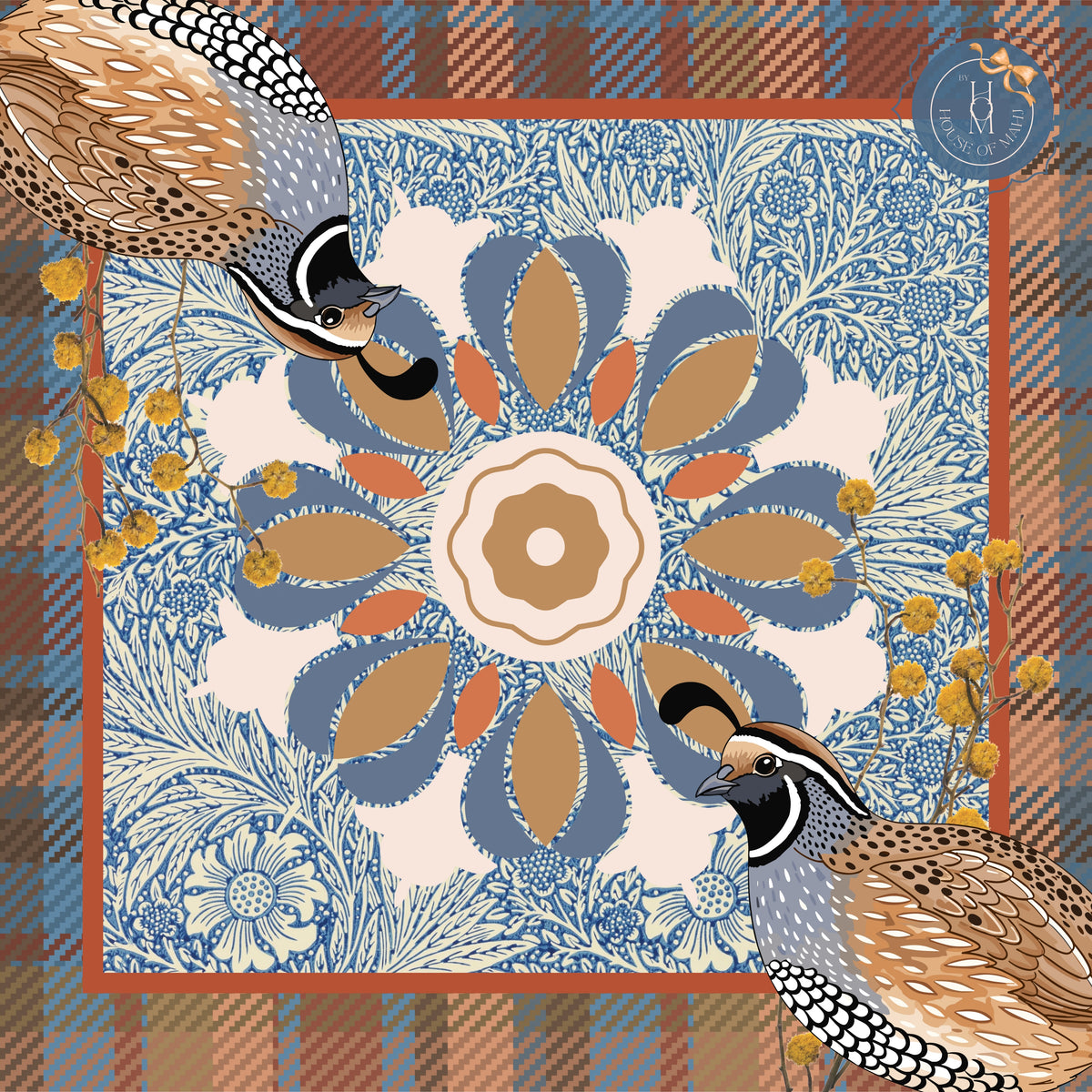 Fall Feathered Friends 33" x 33" Mahjong Mat (Ships Rolled)