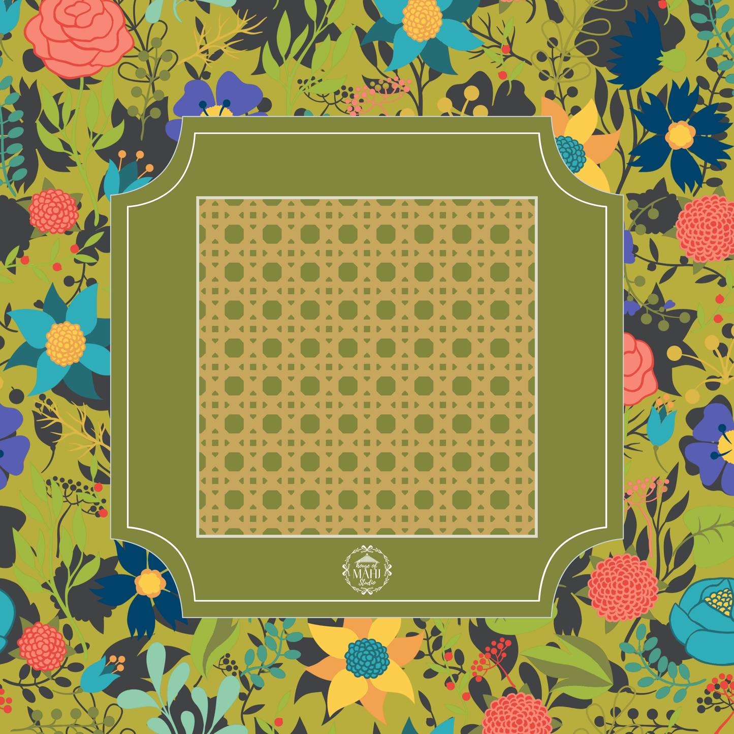 Wildflower Mahjong Mat 33" x 33" (Ship Rolled Up)