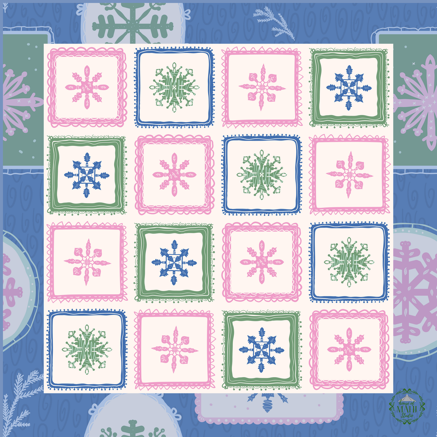 Winter Whimsy Mahjong Mat 33" x 33" (Ship Rolled Up)